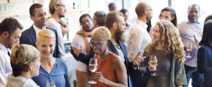 Wedding guests at a wine-tasting party